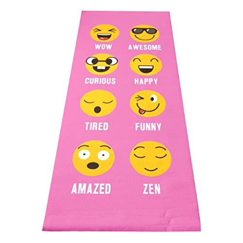 Bean Products Yoga Mat for Exercise - Non Slip Thick Comfortable Workout Floor Mat for Adults and Kids - Eco Friendly Foldable Yoga Mat for Yoga, Pilates, Gym and Stretching - color: Jelly Bean Emoji, size: Kids (60" x 24")