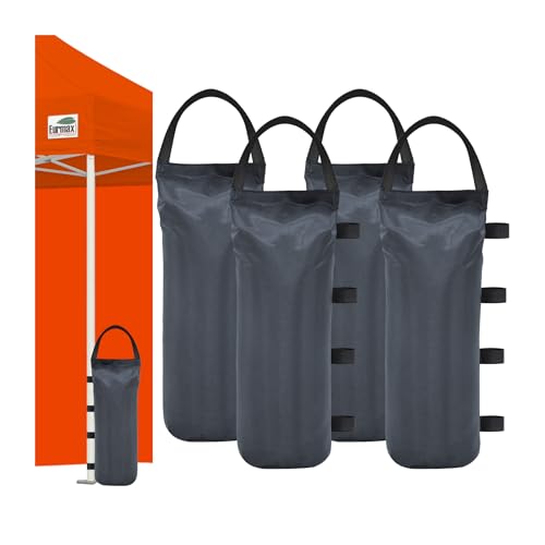 Eurmax USA 125LBS 4-Pack Universal Canopy Weights, Secure Wind Protection to Prevent Tipping, Easy Wrap-Around Installation Heavy Duty Sandbags (Without Sand), Fits All Instant Shelter Legs,Gray - color: Gray, style: Cylinder Sand