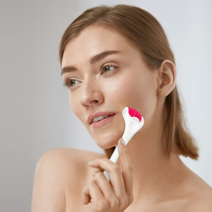 Tondiamo 2 Pcs Muscle Roller Portable Small Silicone Massager Roller Deep Tissue Muscle Massage Stick Cellulite Remover Scar Tissue Massager for Relief Face Neck Arm Back Leg(White,Silicone) - color: White, Rosy, style: Silicone