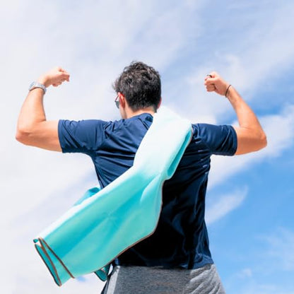 ECCOSOPHY Microfiber Beach Towel, Quick Dry Gym Towel, Sand Free, 71x35 - color: Aqua, size: Large (71"x35")