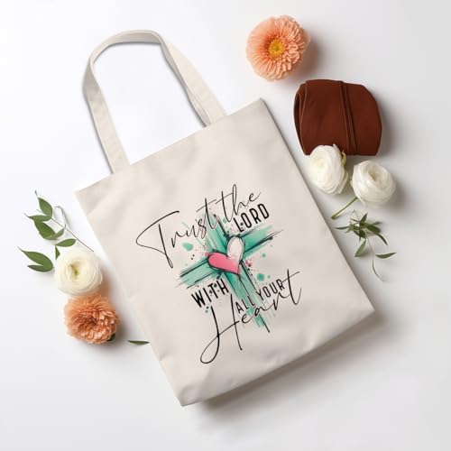 Inspirational Christian Gifts Canvas Tote Bag for Women, Christmas Friendship Birthday Religious Grocery Bags - color: Lordheart