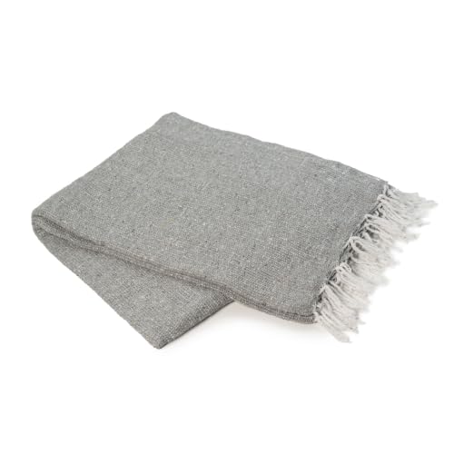 La Montana 6 Pack Heavyweight Solid Mexican Blanket, 74"x50", Cool Gray - color: Cool Gray