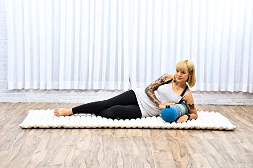 Leewadee Small Yoga Bolster – Shape-Retaining Cervical Neck Roll, Tube Pillow for Comfortable Reading, Kapok Filling, 22 x 6 x 6 inches - color: Sf22 - Blue