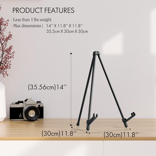 ARTIFY 14'' Tabletop Instant Display Easel, Black Steel Table Top Easels for Display, Tripod for Canvas, Paintings, Signs, Posters - style: 14''Black, 1-pack
