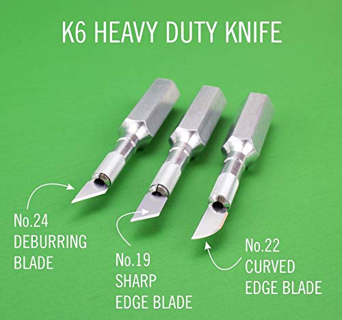 Excel Blades K6 Heavy-Duty Precision Knife – Hexagonal Metal Handle with Angled #19 Blade – Easy-Change Craft Knife for Cutting Thick Materials, Paper, Plastic and Wood - Made In USA