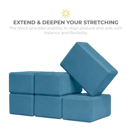 Bulk 4in Foam Yoga Blocks, 6 Pack - color: Oceanside