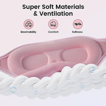 Audree Eye Mask for Sleeping - 3D Contoured 100% Sleep Mask Light Blocking, Sleeping Eye Mask for Women Men, Zero Eye Pressure Night Blindfold, Soft Eye Cover - Pink - color: Pink