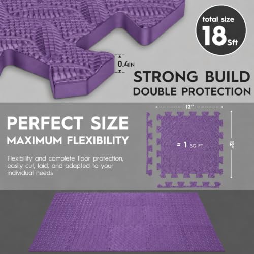 18 Pcs EVA Foam Floor Tiles, Puzzle Exercise Mat Set for Gym - color: Purple