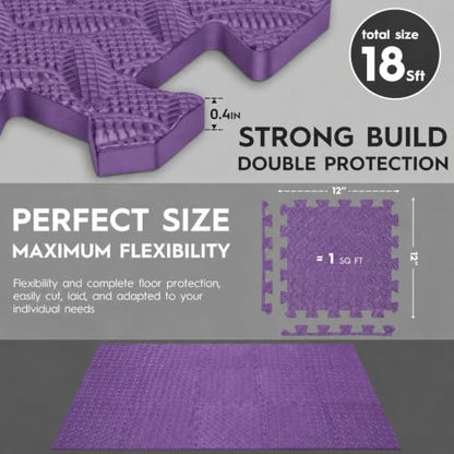 18 Pcs EVA Foam Floor Tiles, Puzzle Exercise Mat Set for Gym - color: Purple