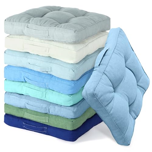 Gerrii 8 Pieces Floor Cushions for Kids Classroom Flexible Floor Seating Cushions Floor Pillows for Home School Kindergarten Daycare Nursery(Blue and Green Series,Square) - color: Blue and Green Series, style: Square