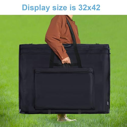 JJRING 32x42 Art Portfolio Tote Bag With Shoulder Strap, Black | Large Carrying Storage Case With Handle For Artwork, Posters, Canvas, And Drawing Boards - size: 32''*42''