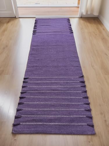 Payal Rugs Cotton Yoga Mat - Eco-Friendly Hand-Woven Rug - Non Slip & Thick (24”x72”x5mm) for Yoga Everyday Fitness at Home - Comfortable Extra-Long - color: Purple 02
