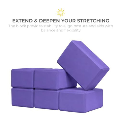 Bulk 4in Foam Yoga Blocks, 6 Pack - color: Purple