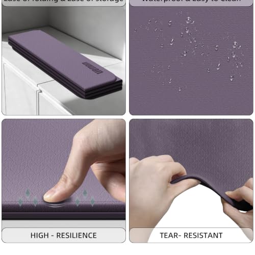 Yoga Mat Thick 10mm, Foldable Yoga Mat 75 x 26 x 0.4 Inches | Portable Workout Mat | Thick Cushioning Surface | Home Gym Exercise Mat | Pilates & Yoga Training - color: Purple