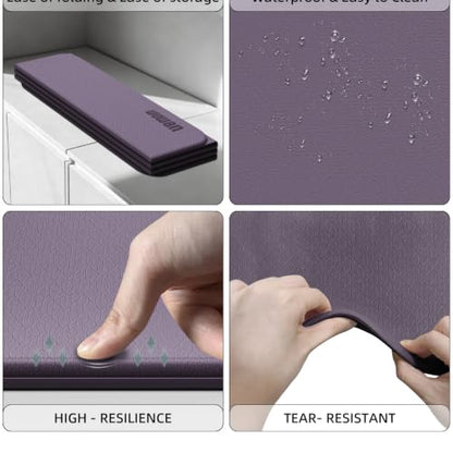 Yoga Mat Thick 10mm, Foldable Yoga Mat 75 x 26 x 0.4 Inches | Portable Workout Mat | Thick Cushioning Surface | Home Gym Exercise Mat | Pilates & Yoga Training - color: Purple