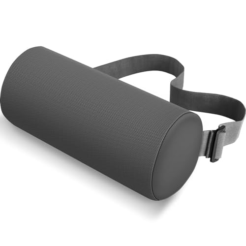 CushZone Lumbar Roll Support Pillow, Memory Foam Back Cushion, Gray | Helps Relieve Back Pain & Supports Posture,Adjustable Strap Fits Office,Car & Gaming Chairs,Washable Cover - color: Gray, size: Standard