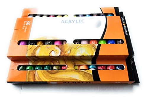 Daler Rowney Simply Acrylic Paint Set - 36 Acrylic Paint Tubes for Student Artists of all Ages - Vibrant Smooth Acrylic Paint Colors - 12ml Acrylic Paints for Canvas Paper and More - style: 36 Pack
