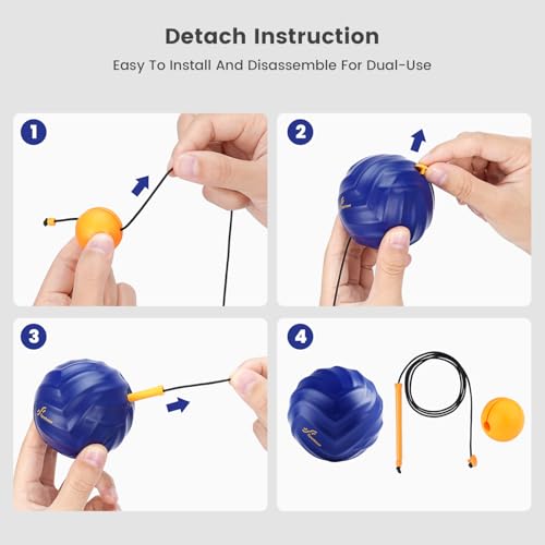 Sportneer Massage Balls for Trigger Point Therapy, Lacrosse Ball with String, Muscle Myofascial Massage Balls for Deep Tissue Release Foot Plantar Fasciitis,Hard Ball for Back Shoulder Relax- Blue
