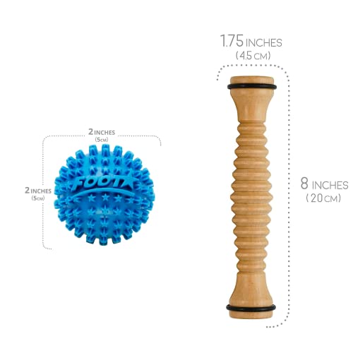Body Back Wooden Foot Roller & Foot Star® Massage Ball Bundle for Foot Pain - style: Bundled