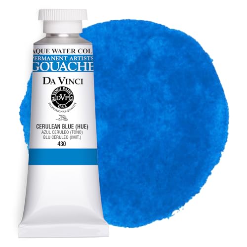 DA VINCI PAINTS Professional Artist Gouache Paint, Cerulean Blue, 37mL - color: Cerulean Blue