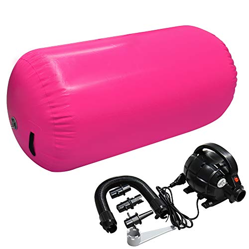 GLANT Air Mat Tumble Track AirSpot - Gymnastics Training Springboard - Round Inflatable Springboard - color: Air Roller-Pink（WIth Pump）, size: (Diam)35.4in*（H）47.3in