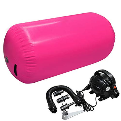 GLANT Air Mat Tumble Track AirSpot - Gymnastics Training Springboard - Round Inflatable Springboard - color: Air Roller-Pink（WIth Pump）, size: (Diam)35.4in*（H）47.3in