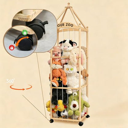 Extra-Large Stuffed Animal Zoo Storage, 3-Tier Wooden Organizer