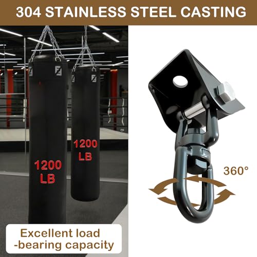 1200 Lb 360° Rotating Heavy Duty Swing Hanger Hardware Kit | Supports porch swing, hammock, swing chair, punching bag, yoga & playground swing indoor & outdoor installation