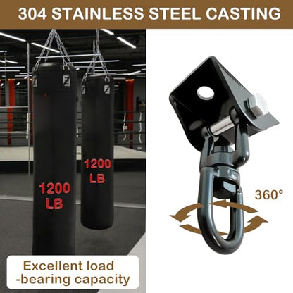 1200 Lb 360° Rotating Heavy Duty Swing Hanger Hardware Kit | Supports porch swing, hammock, swing chair, punching bag, yoga & playground swing indoor & outdoor installation