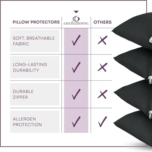 CirclesHome Pillow Protectors Single Pack Toddler Zippered - Dark Grey - 100% Cotton Breathable Pillowcases - Protects Pillows from Dirt, Dust and Debris Toddler - (Single Pack 18 x 13) - color: 4 - Dark Grey, size: Toddler (18 x 13 inches) - Set of 1