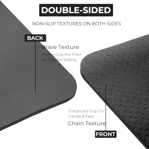 Yoga Mat 72''x24''/35''(8mm/10mm) for Beginners, Thick and Wide Yoga Mat with Carrying Strap for Pilates, Stretching and Home Workout - color: Black, size: 72*24*0.3inch