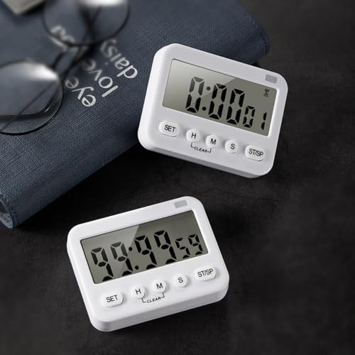GH 99 Hours Digital Timer, Silent, Sound, Vibriting, Countdown, Count Up, Loop, Alarm, Clock, Small Timer for Study, Classroom, Office, Meditation, Lab, Sleep, Desk