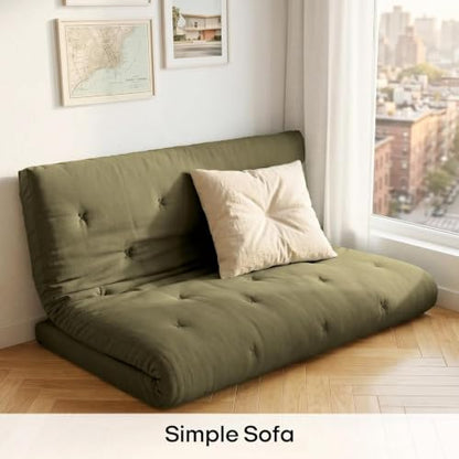 ZonLi Japanese Floor Mattress, 100% Cotton Washable Cover Futon Mattress - color: Winter Moss, size: Queen(80"L x 60"W x 4"Th)