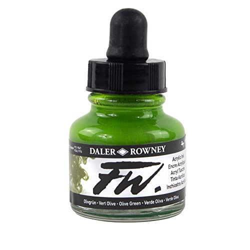 Daler-Rowney FW Acrylic Artists Ink, 1 oz, Olive Green (160029363) - color: Olive Green