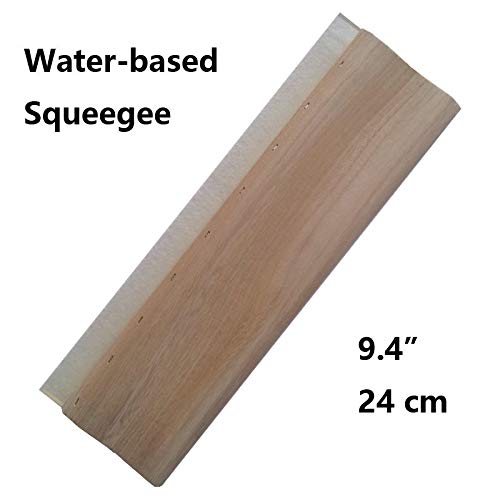 INTBUYING Screen Printing Squeegee Ink Squeegee Wooden Water Scraper 65 Durometer 9.4nches Long 4 inches Wide with Rubber Blade and Wooden Handle - size: 9.4 inches long