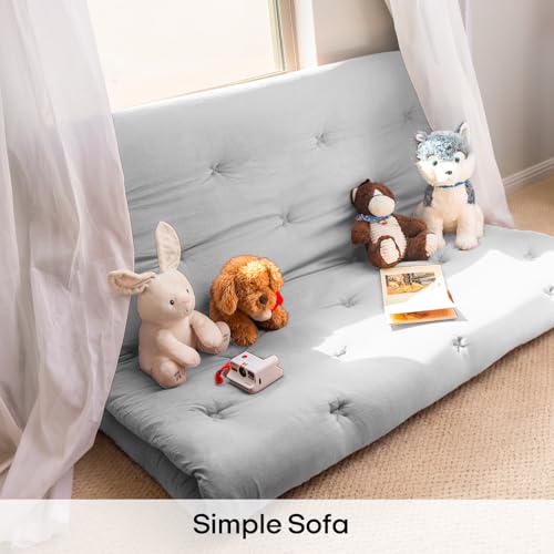 ZonLi Japanese Floor Mattress, 100% Cotton Cover Foldable Futon Mattress - color: Light Grey, size: Twin(75"L x 39"W x 2.5"Th)