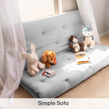 ZonLi Japanese Floor Mattress, 100% Cotton Cover Foldable Futon Mattress - color: Light Grey, size: Full(75"L x 54"W x 2.5"Th)