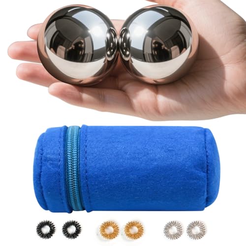 1.5-inch Stainless Steel Chiming Baoding Balls – Hand Exercise & Meditation Tools for Stress Relief, Office or Home Use (1.5inch) - size: 1.5 Inch (with bell sound)
