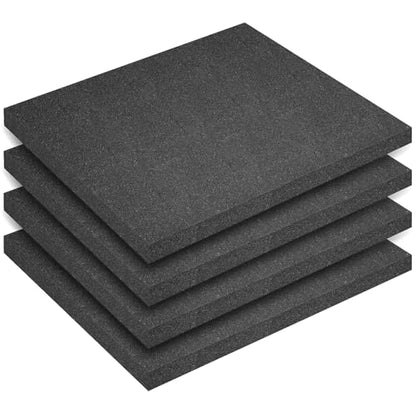 Polyurethane Foam Inserts, 4 PCS 16 x 12 x 0.5 Inch Black Cuttable Packing Foam Sheets for Tool Box, Camera, Crafts and Storage ﻿ - size: 16 x 12 x 0.5 Inch