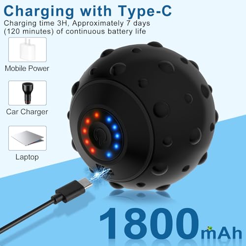 Uppye 5 Speed High Intensity Vibrating Massage Ball with USB Charging for Muscle and Deep Tissue, Plantar Fasciitis Pain Relief, Myofascial Release and Trigger Point Treatment for Back - color: Black