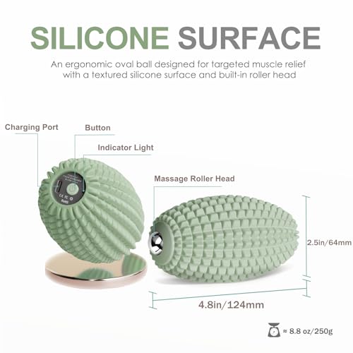Vibrating Massage Ball with Rolling Head for Plantar Fasciitis - color: Green