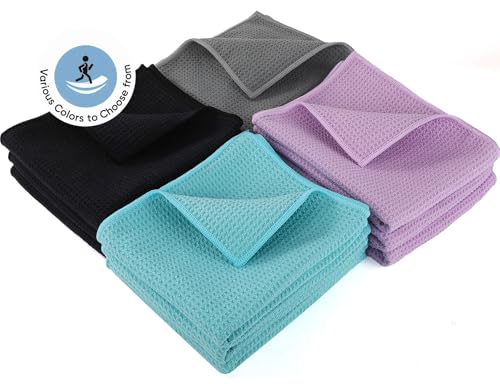 Microfiber Gym Towels 3 Pack, Quick-Drying Yoga Towels for Sport, Workout Equipment, Home and Gym, 16 Inches x 27.5 Inches - color: Blue+purple+grey