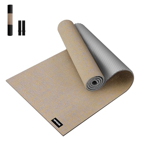 HAPBEAR Extra Large Yoga Mat (84''x30'') - 1/4'' Thick Durable Natural Linen, Non-Slip & Tear-Resistant - Perfect for Home Yoga Workouts, Meditation, Pilates, Floor Exercises & Fitness - Free Carrying Bag Included