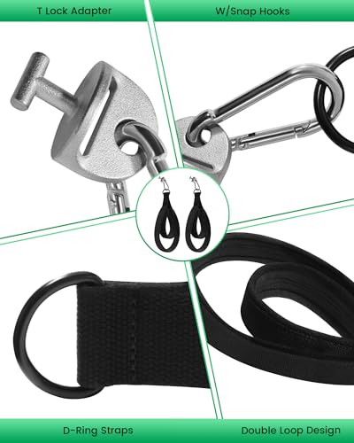 Pilates Loops Fit for Tonal & Reformer Machine, Double Loop Soft Lined Pilates Straps with T Lock Adapter, W/Snap Hooks, D-Ring Straps