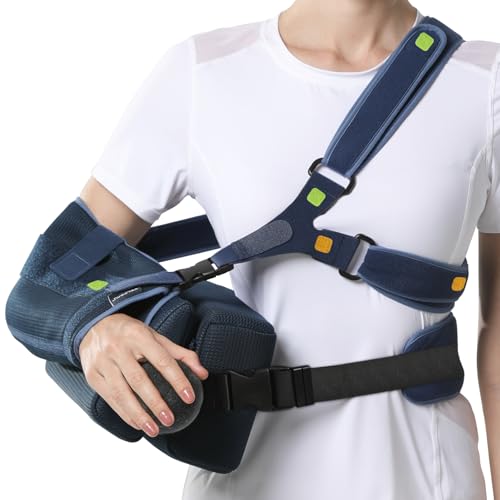 Velpeau Shoulder Abduction Sling with Two Removable Pillows, Shoulder Immobilizer Strap for Sleeping, Rotator Cuff Surgery, Medical Sling for Women & Men, Fits Left & Right Arm (M, Bust 32"-41″) - size: Medium