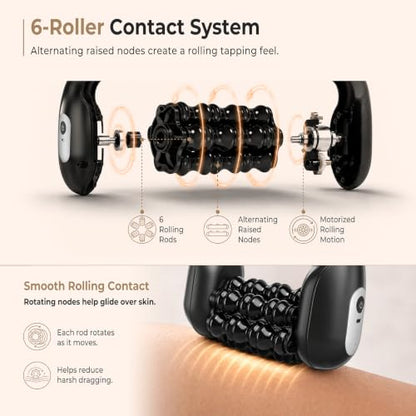Rolling Percussion Massager with Hands-Free Dock | Electric Muscle Roller • Fitness Recovery • For Feet, Calves, Forearms, Back, Shoulders, Arms & Legs • 3 Speeds • Cordless
