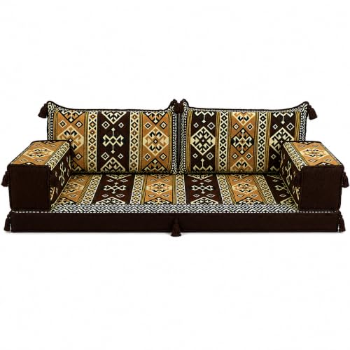 mysticalanatolia Arabic Majlis Sofa Arabian Couches 75''L x 27''W x 4''H for Home Living Room Patio Bohemian Oriental Floor Seating Furniture Indoor Outdoor Lounge Loveseat Futon Sofas