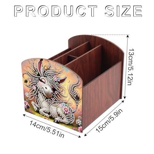Diamond Painting Wooden Desk Organizer Donkey Design, DIY Diamond Art Storage Box for Home Office Tabletop, Decorative Wooden Craft Organizer for Stationery & Accessories - color: Donkey