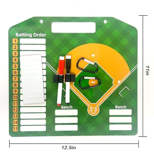 Magnetic Baseball Lineup Board for Coach | Baseball Lineup Board for Dugout | Baseball Clipboard for Coaches | Baseball Dry Erase Coaching Board | Double-Sided Coaches Whiteboard - color: Baseball Coach Board