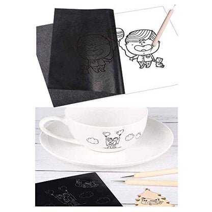 Yesallwas 100 Sheets A4 Black Graphite Transfer Carbon Paper for Wood, Paper, Canvas and Other Art Surfaces with 5 Pieces Double Ended Tracing Stylus (Black) - color: A4 Black